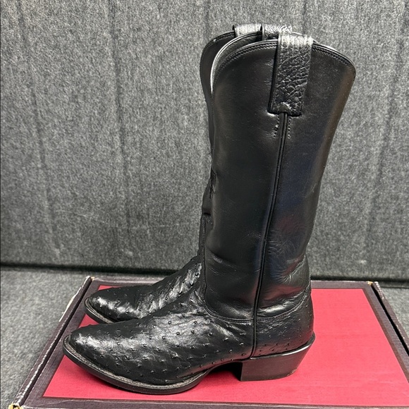 Nocona Black Ostrich Leather Boots 9D Texas Tech College Boots - Picture 7 of 16